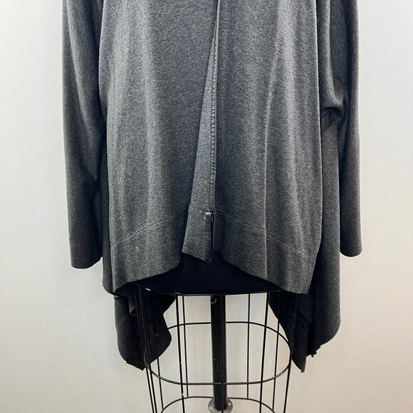 Cut 25 Open Front Cardigan Sweater Gray Leather Accents Long Sleeve Size 4 - Picture 3 of 9